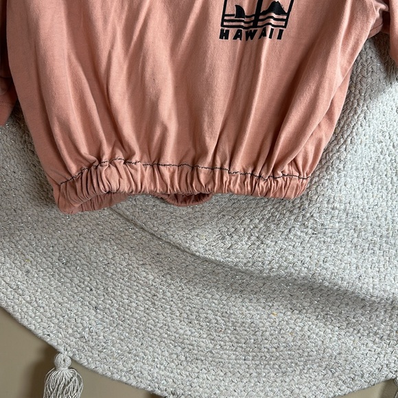 H&M Orange Hawaii distressed, cropped short, sleeved shirt - Picture 5 of 8